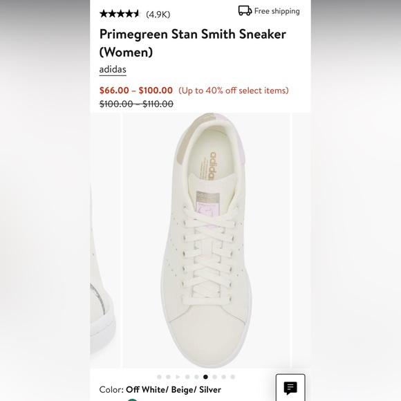 Adidas Primegreen Stan Smith Sneaker - Size 6 runs LARGE - Picture 2 of 8